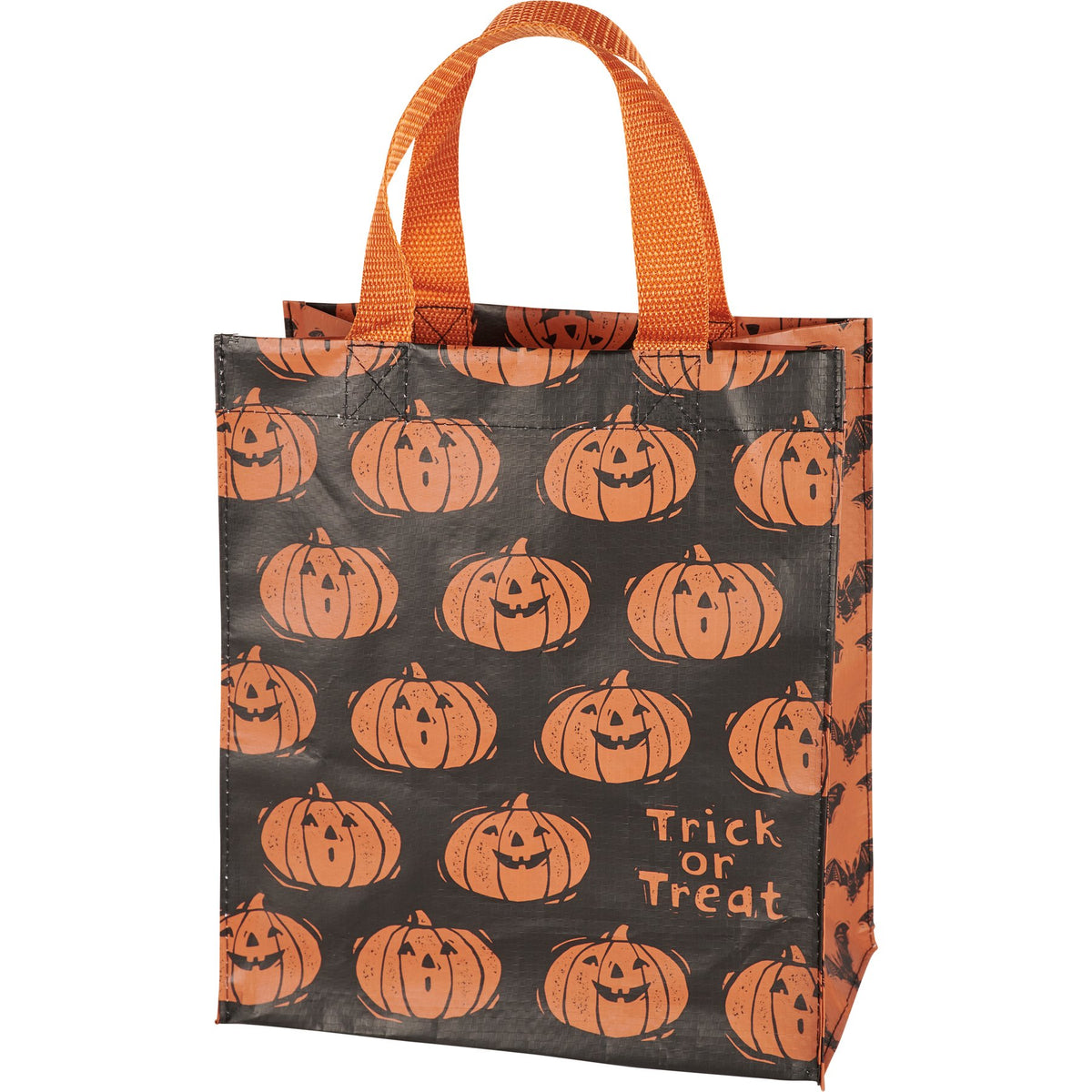 Trick or Treat Tote Bag-Black W/ Orange Pumkin