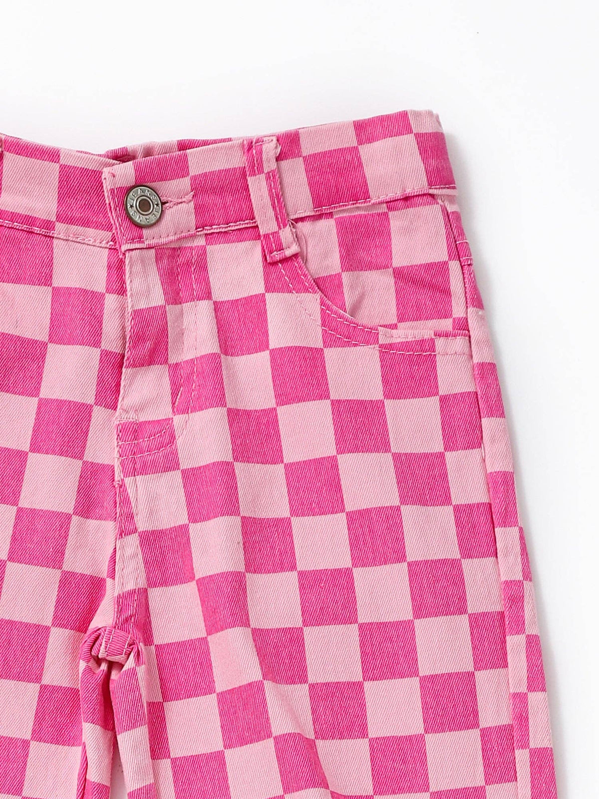 Pink Checkered Pants-Girls