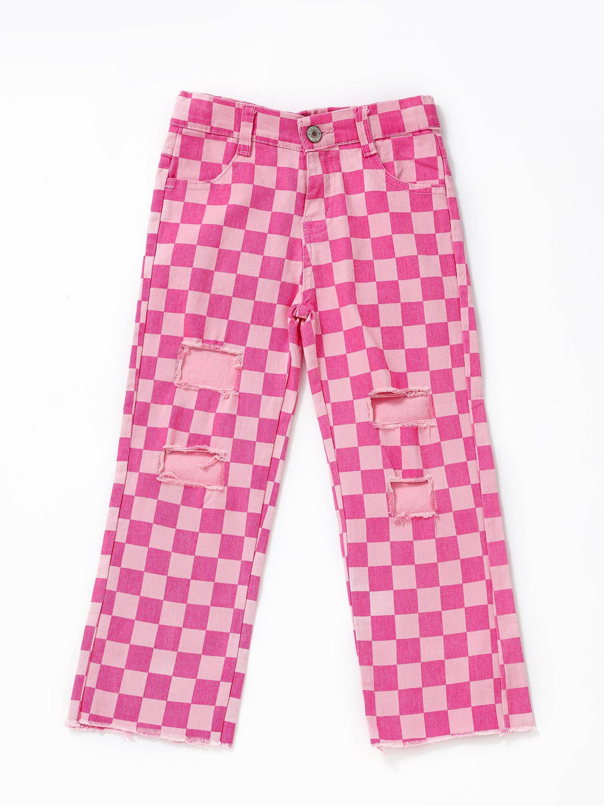 Pink Checkered Pants-Girls