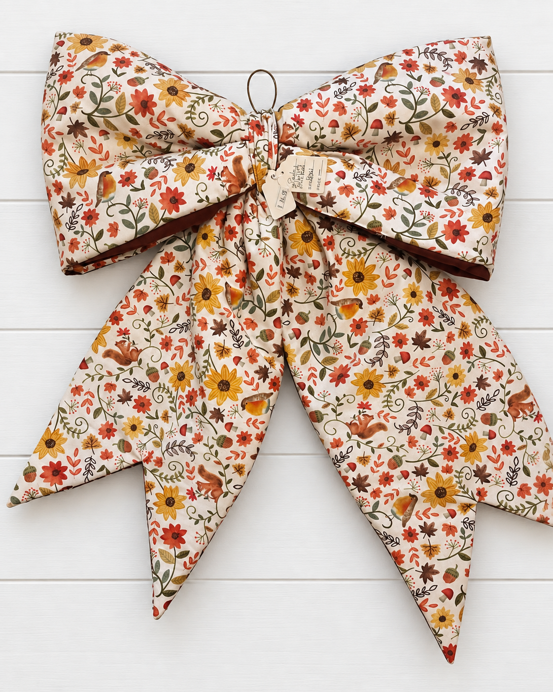Floral Creme Quilted Bow