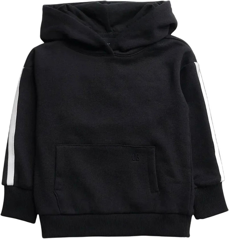 SIDE TRIM HOODIE - BLACK