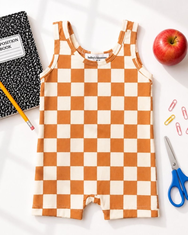 Gigi Bikeshort Romper - Orange Sunrise