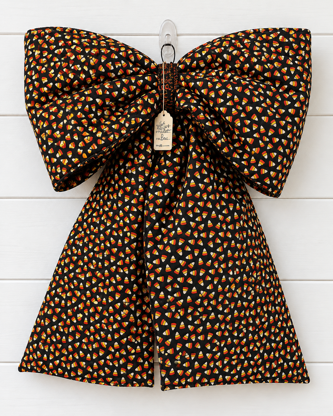 Candy Corn/Happy Halloween Quilted Bow