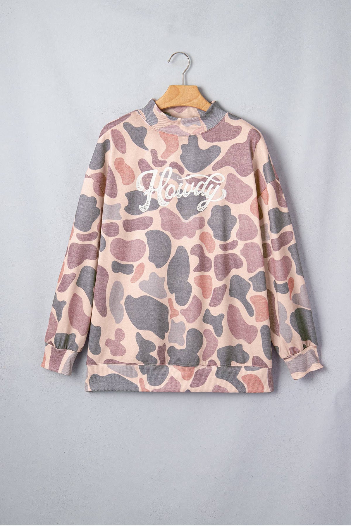Camo Howdy Western Pullover Mock Neck Sweatshirt