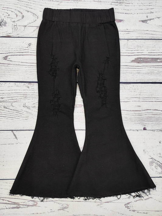 Black Distressed Flare Jeans