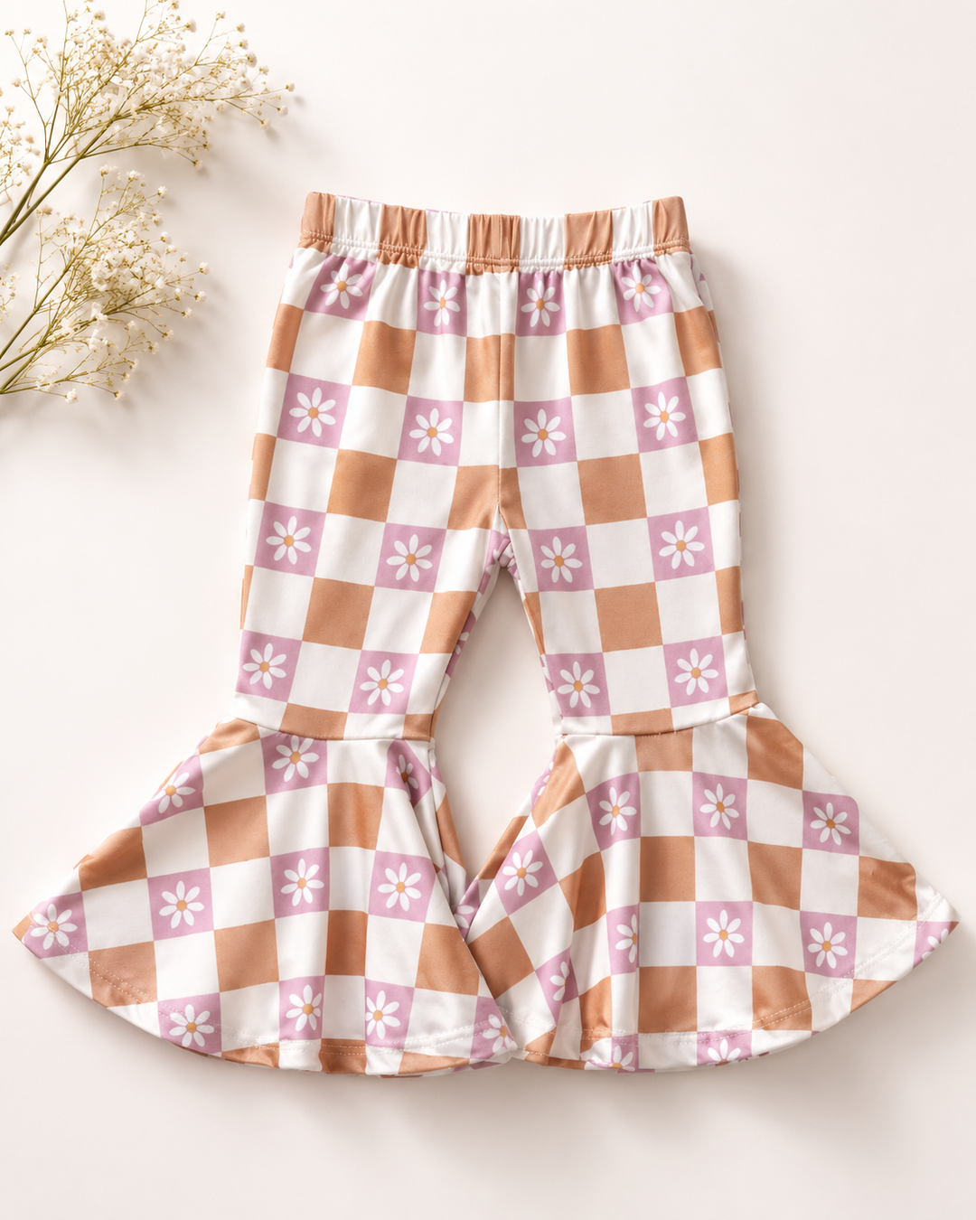 KEELY EXAGGERATED BELL BOTTOMS - DAISY CHECK