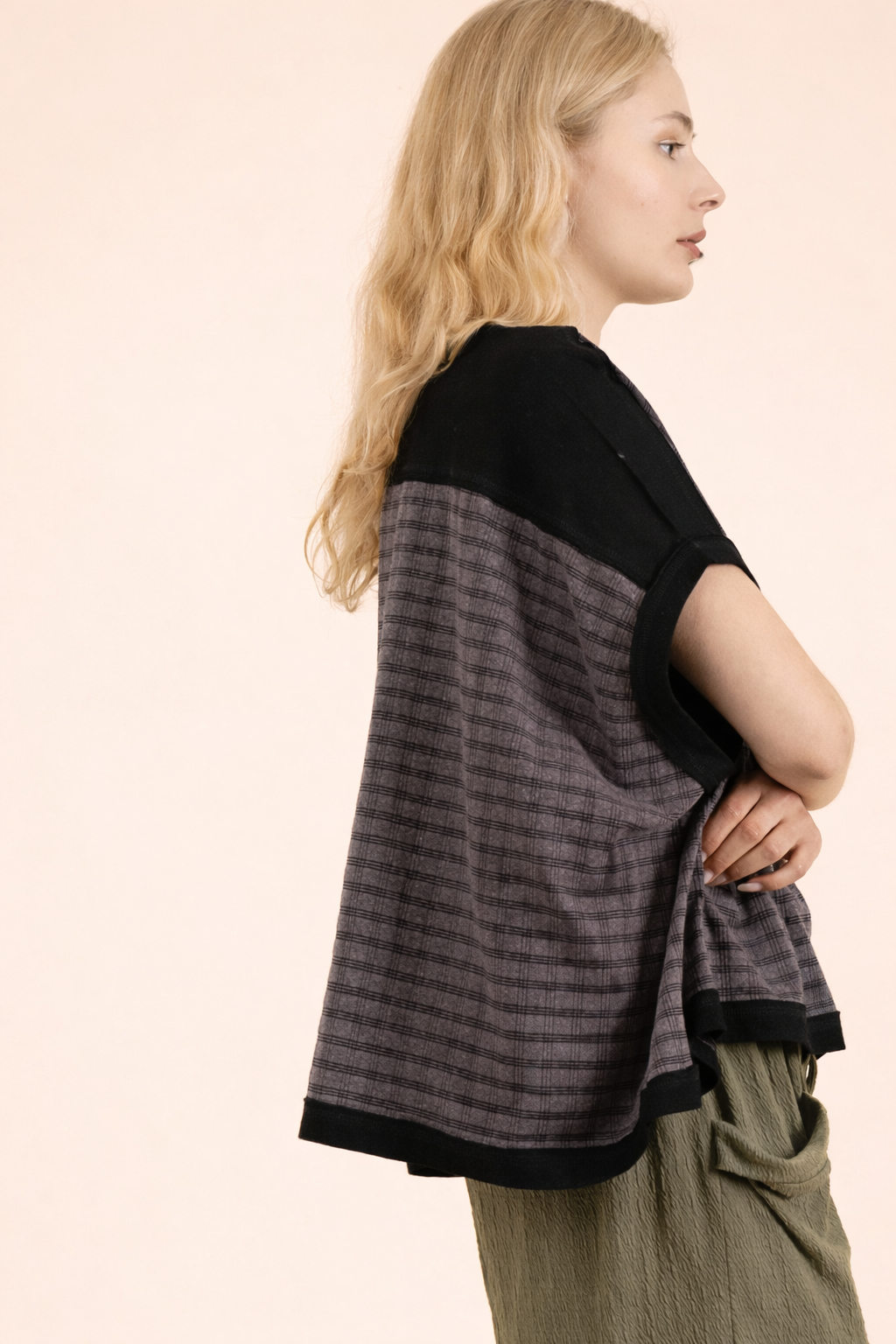 VERY J-Dolman Sleeve Textured Knit Casual Top - BLACK