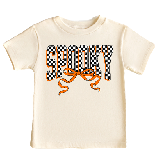 "Spooky"  Checkered Girls Halloween Tee Shirt