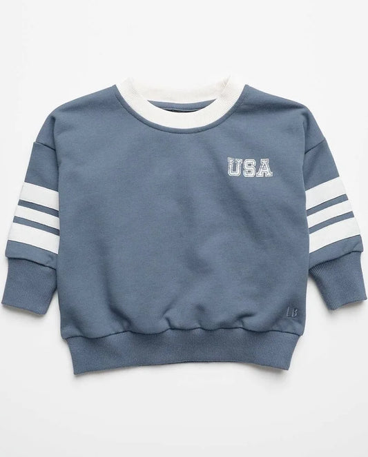 USA Lightweight Crewneck - Worn Indigo