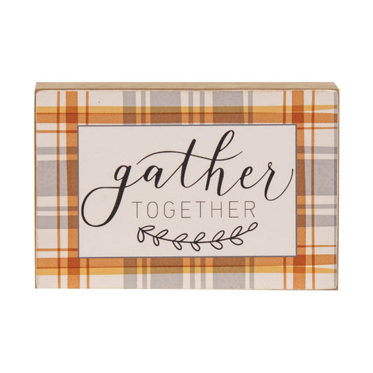 Gather Together Plaid Box Sign