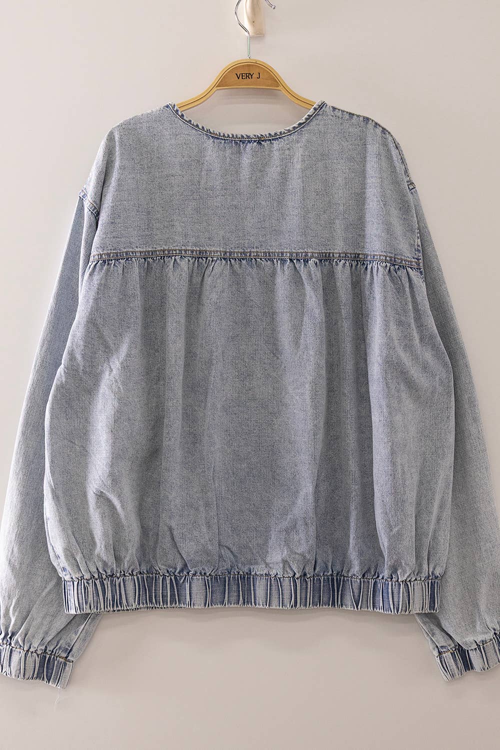 VERY J -VERY JEAN Tiered Layers Washed Denim Jacket - INDIGO