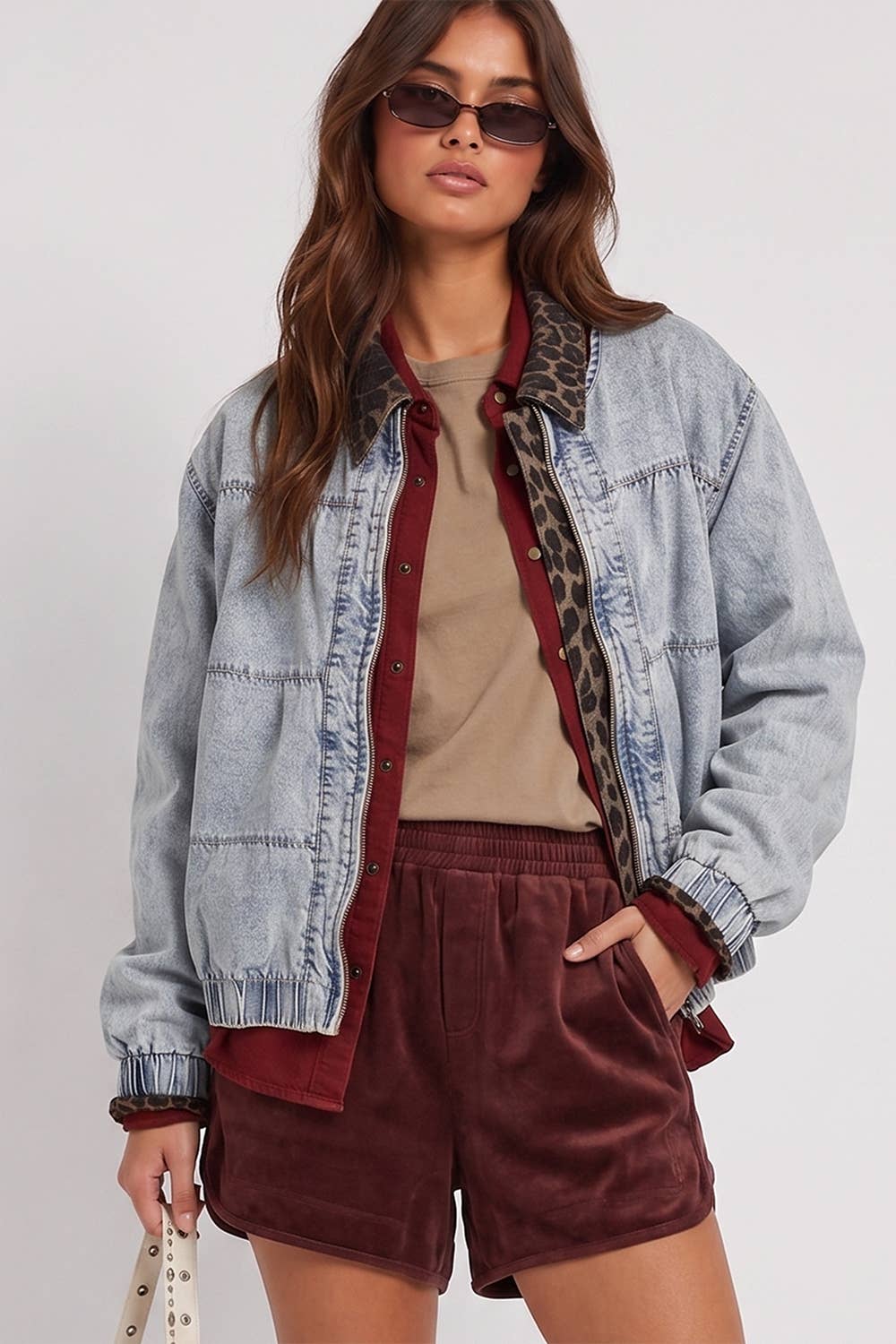 VERY J -VERY JEAN Tiered Layers Washed Denim Jacket - INDIGO